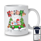 3Ho; Amazing Christmas Plaid Santa Driving Ambulance Driver; X-mas Moon Tree Snowing T-Shirt