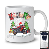 3Ho; Amazing Christmas Plaid Santa Driving Motorbike Biker; X-mas Moon Tree Snowing T-Shirt