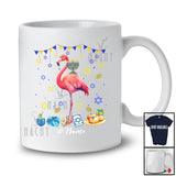 Personalized Custom Name Menorah On Flamingo; Adorable Hanukkah Flamingo Animal Lover; Family T-Shirt