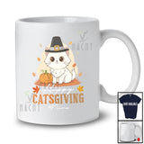 Personalized Custom Name Happy Catsgiving; Adorable Thanksgiving Pilgrim Cat Owner Pumpkin T-Shirt