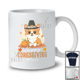 Personalized Custom Name Happy Corgsgiving; Adorable Thanksgiving Pilgrim Corgi Owner Pumpkin T-Shirt