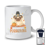 Personalized Custom Name Happy Pugsgiving; Adorable Thanksgiving Pilgrim Pug Owner Pumpkin T-Shirt