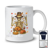 Personalized Custom Name Pilgrim Skeleton With Pumpkin Turkey; Joyful Thanksgiving Dinner Family T-Shirt