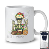 Personalized Custom Name Santa Skeleton With Cookies Cake; Cheerful Christmas Dinner Family T-Shirt