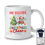 Personalized Custom Name Bulldog Is My Christmas Cheer; Lovely Plaid Tree Lights Santa T-Shirt