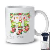 Personalized Custom Name Three Alligator In Christmas Socks; Amusing X-mas Lights Animal T-Shirt