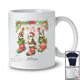 Personalized Custom Name Three Badger In Christmas Socks; Amusing X-mas Lights Animal Lover T-Shirt