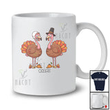 Personalized Custom Name Couple Turkey Flamingo; Humorous Thanksgiving Turkey Cosplay; Family T-Shirt