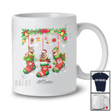 Personalized Custom Name Three Capybara In Christmas Socks; Amusing X-mas Lights Animal T-Shirt