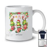 Personalized Custom Name Three Frog In Christmas Socks; Amusing X-mas Lights Animal Lover T-Shirt