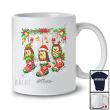 Personalized Custom Name Three Hedgehog In Christmas Socks; Amusing X-mas Lights Animal T-Shirt