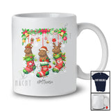 Personalized Custom Name Three Hippo In Christmas Socks; Amusing X-mas Lights Animal Lover T-Shirt