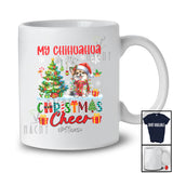 Personalized Custom Name Chihuahua Is My Christmas Cheer; Lovely Plaid Tree Lights Santa T-Shirt