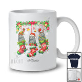 Personalized Custom Name Three Manatee In Christmas Socks; Amusing X-mas Lights Animal T-Shirt