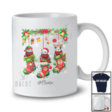 Personalized Custom Name Three Opossum In Christmas Socks; Amusing X-mas Lights Animal T-Shirt