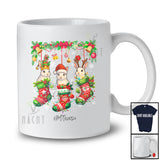 Personalized Custom Name Three Rabbit In Christmas Socks; Amusing X-mas Lights Animal Lover T-Shirt