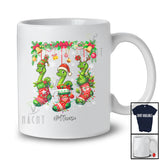 Personalized Custom Name Three Snake In Christmas Socks; Amusing X-mas Lights Animal Lover T-Shirt