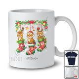 Personalized Custom Name Three Tiger In Christmas Socks; Amusing X-mas Lights Animal Lover T-Shirt