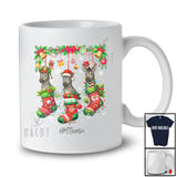 Personalized Custom Name Three Zebra In Christmas Socks; Amusing X-mas Lights Animal Lover T-Shirt