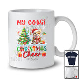 Personalized Custom Name Corgi Is My Christmas Cheer; Lovely Plaid Tree Lights Santa T-Shirt