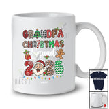 Personalized Custom Name Grandpa Christmas Squad 2026; Joyful Leopard Plaid Santa Face Family T-Shirt