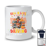 Personalized Custom Name Fall In Love With Driving; Amazing Thanksgiving Pumpkin Fire Truck T-Shirt