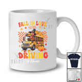 Personalized Custom Name Fall In Love With Driving; Amazing Thanksgiving Pumpkin School Bus T-Shirt