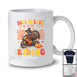 Personalized Custom Name Fall In Love With Riding; Amazing Thanksgiving Pumpkin Motorbike T-Shirt