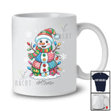 Personalized Custom Name Snowman Plaid With X-mas Lights; Amazing Christmas Snowing Family T-Shirt