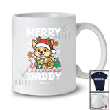Personalized Custom Name Merry Christmas Daddy; Lovely Lights Santa Corgi Owner Family T-Shirt