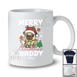 Personalized Custom Name Merry Christmas Daddy; Lovely Lights Santa Pug Owner Family T-Shirt