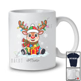 Personalized Custom Name Cute Reindeer Plaid; Awesome Christmas Lights Snowing; Family T-Shirt