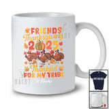 Personalized Custom Name Friends Thanksgiving 2025 Thankful For My Tribe; Happy Fall Leaves Turkey T-Shirt