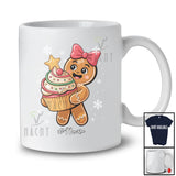 Personalized Custom Name Gingerbread Holding Cupcake; Adorable Christmas Baking Baker T-Shirt