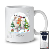 Personalized Custom Name Santa Gingerbread Man Riding Llama; Awesome Christmas Moon Baker T-Shirt