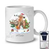 Personalized Custom Name Santa Gingerbread Man Riding Sloth; Awesome Christmas Moon Baker T-Shirt