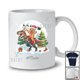 Personalized Custom Name Santa Gingerbread Man Riding T-Rex; Awesome Christmas Moon Baker T-Shirt