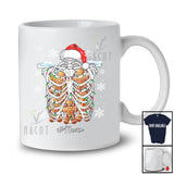 Personalized Custom Name Gingerbread Rib Cage; Humorous Christmas Lights Santa Skeleton X-Ray T-Shirt