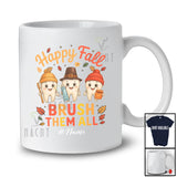 Personalized Custom Name Happy Fall Brush Them All; Lovely Thanksgiving Three Teeth; Dental Dentist T-Shirt