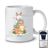 Personalized Custom Name Cat Reindeer Christmas Tree; Joyful X-mas Lights Animal Owner T-Shirt