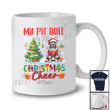 Personalized Custom Name Pit Bull Is My Christmas Cheer; Lovely Plaid Tree Lights Santa T-Shirt
