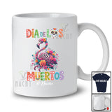 Personalized Custom Name Dia De Los Muertos; Lovely Floral Sugar Skull Flamingo Mexican Zoo Animal T-Shirt