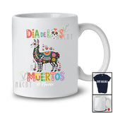 Personalized Custom Name Dia De Los Muertos; Lovely Floral Sugar Skull Llama Mexican Zoo Animal T-Shirt