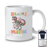 Personalized Custom Name Dia De Los Muertos; Lovely Floral Sugar Skull T-Rex Lover Mexican T-Shirt