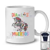Personalized Custom Name Dia De Los Muertos; Lovely Floral Sugar Skull Unicorn Lover Mexican T-Shirt