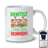 Personalized Custom Name Dentist Of Cutest Reindeers; Lovely Christmas Three Reindeers Jobs T-Shirt