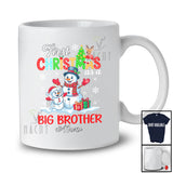 Personalized Custom Name First Christmas As A Big Brother; Adorable Snowman Wearing Scarf; Family T-Shirt
