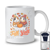 Personalized Custom Name Happy Fall Y'all; Awesome Thanksgiving Couple Pilgrim Guinea Pig Pumpkin T-Shirt