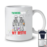 Personalized Custom Name Twinning With My Bestie; Adorable Halloween Twin Skeleton; Family T-Shirt