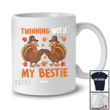 Personalized Custom Name Twinning With My Bestie; Adorable Thanksgiving Twin Turkey; Family T-Shirt